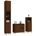 ZNTS 3 Piece Bathroom Cabinet Set Brown Oak Engineered Wood 3185542