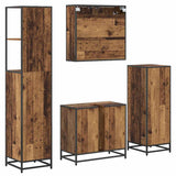 Bathroom Furniture Set with Door 4 pcs Old Wood Engineered Wood 3402411