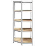 Corner Shelf with Shelf Silver 90 x 90 x 198 cm Engineered Wood 42002772