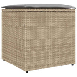 Cushion Box with Storage Beige 50 x 50 x 50 cm Poly Rattan 365411