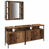 Bathroom Vanity Units with Shelf 3 pcs Brown Engineered wood 3332546