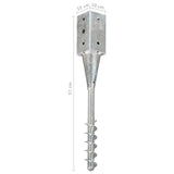 Ground Spikes 6 pcs Silver 10x10x57 cm Galvanised Steel 145442