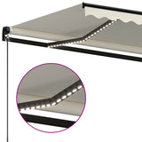 Manual Retractable Awning with LED 500x300 cm Cream 3069142