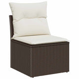 Outdoor Sofa with Cushion 5 pcs Brown Poly Rattan 3345318