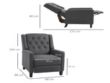 Wingback Recliner Chair for Home Theater, Button Tufted Microfibre Cloth Reclining Armchair with Leg T3398P341452
