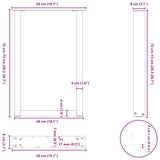 Dining Table Legs U-Shaped 2 pcs Natural Steel 50x cm Steel 4013179