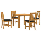 Dining Set 5 pcs Black Solid Oak Wood 3430331