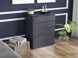 5-Drawer Modern Dresser, High Gloss Storage Drawer Unit for Bedroom, Grey T3398P330349