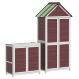 2 Piece Garden Tool Shed Set Mocha Solid Wood Pine 172251