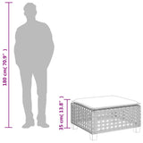 Garden Stool with Cushion Grey 63.5x56x32 cm Poly Rattan 365933