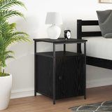 Bedside Cabinet with Drawer 2 pcs Black oak Engineered Wood 879506