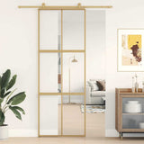 Sliding Door Gold 76x205 cm Clear ESG Glass and Aluminium 155154