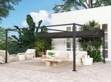 4 x 3m Metal Pergola, with Retractable Canopy Roof - Black T3398P315395