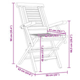 Folding Garden Chair Set of 8 Natural Teak Solid Teak Wood Medium 3155051