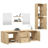 ZNTS 7 Piece Bathroom Furniture Set Oak Engineered Wood 242562