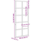 Barn Door Wax brown 90 x 208 cm Solid Pine Wood 860855
