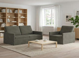 Sofa Set 2 pcs Light Grey Corduroy Fabric 3433242