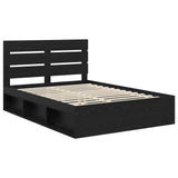 Bed Frame with Headboard Black 150 x 200 cm Solid Pine Wood 3411729