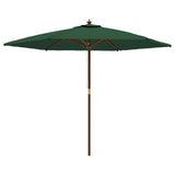 Garden Parasol with Wooden Pole Green 299x240 cm 363168