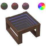 Coffee Table with Infinity LED Brown Oak 50x53x30 cm 847629