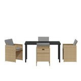 Garden Dining Set 5 pcs Beige Poly Rattan 3380614