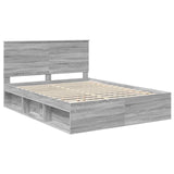 Bed Frame Grey Sonoma 150 x 200 cm Solid Pine Wood 3410997