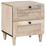 Bedside Cabinet Beige 40 x 33 x 46 cm Solid Acacia wood 4018114