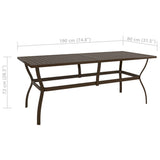 Garden Table Brown 190x80x72 cm Steel 312281