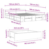 Bed Frame with Drawers without Mattress Sonoma Oak 135x190 cm 3280771