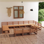 ZNTS 13 Piece Garden Lounge Set Solid Pinewood 3076232