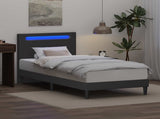 Bed Frame with LED Strip Lights Grey 90 x 190 cm Faux Leather 42028036