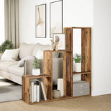 Room Divider Bookcase 3-Tier Old Wood 123x29x123 cm Engineered Wood 857992