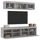 5 Piece TV Wall Units with LED Grey Sonoma Engineered Wood 3216723