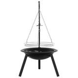 Fire Pit with Adjustable Grill Grate 55.5 x 107.5 cm Steel 42037872
