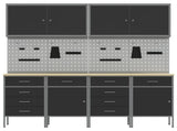 Work Cabinet with Drawer 10 pcs Black Engineered Wood and Steel 3321488