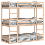 ZNTS Triple Bunk Bed without Mattress 80x200 cm Solid Wood Pine 3284251