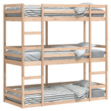 ZNTS Triple Bunk Bed without Mattress 80x200 cm Solid Wood Pine 3284251