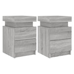 ZNTS Bedside Cabinets with LED Lights 2 pcs Grey Sonoma 35x39x55 cm 836760