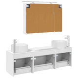 Bathroom Furniture Set 4 pcs White Engineered Wood and Glass 3407055