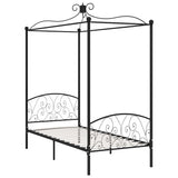 Canopy Bed Frame without Mattress Black Metal 90x200 cm 284474