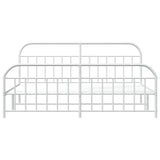 Bed Frame White Powder-Coated Steel Double Bed Frame 353708