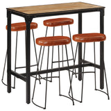 5 Piece Bar Set Solid Rough Wood Mango and Metal 3216415