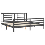 Bed Frame without Mattress Grey 200x200 cm Solid Wood 3194723