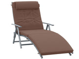 Sun Lounger Steel Frame Outdoor Folding Chaise Texteline Lounge Chair Recliner with Headrest & 7 T3398P322138
