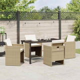 Garden Dining Set with Cushion 5 pcs Beige Poly Rattan 3379957