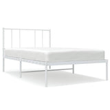 Metal Bed Frame without Mattress with Headboard White 100x200cm 352524