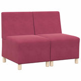Modular Sofa Unit Armless 2 pcs Wine Red 55 x 74 x 82 cm Velvet 3399764