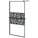 ZNTS Walk-in Shower Wall with Shelf Black 100x195 cm ESG Glass&Aluminium 3185476