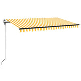 Manual Retractable Awning with LED 450x300 cm Yellow and White 3069123