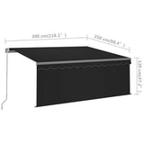 Manual Retractable Awning with Blind&LED 3x2.5m Anthracite 3069384